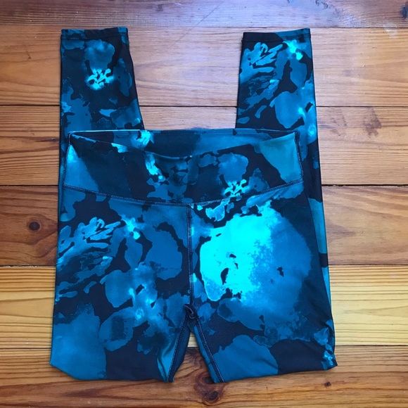 Fabletics Teal Floral Leggings, EUC, M - Picture 2 of 11